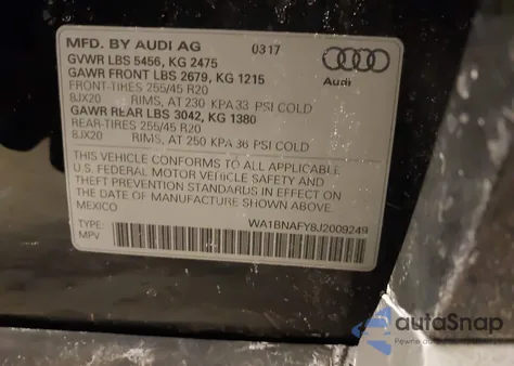 2018 Audi Q5 2.0T Premium/2.0T Tech Premium from USA, damaged, VIN WA1BNAFY8J2009249